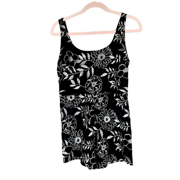 Black Silver Floral Embroidered Romper - Picture 1 of 5